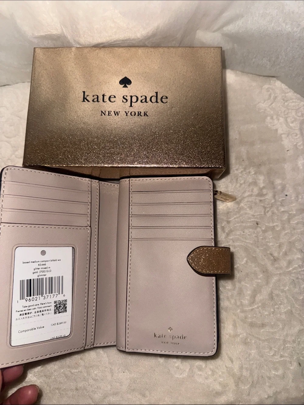 kate spade metallic gold glitter gift box